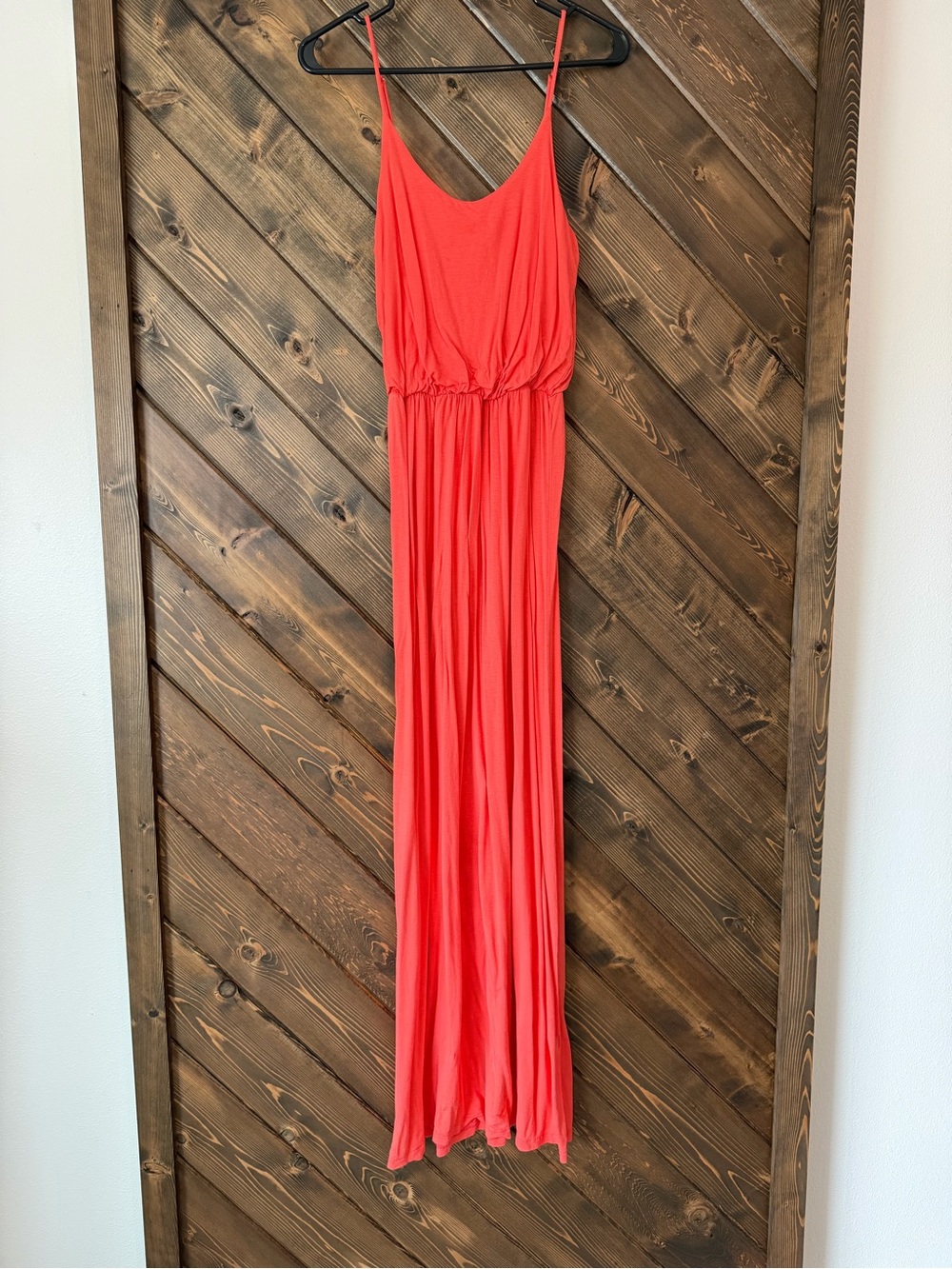 LUSH Coral Spaghetti-Strap Maxi Dress